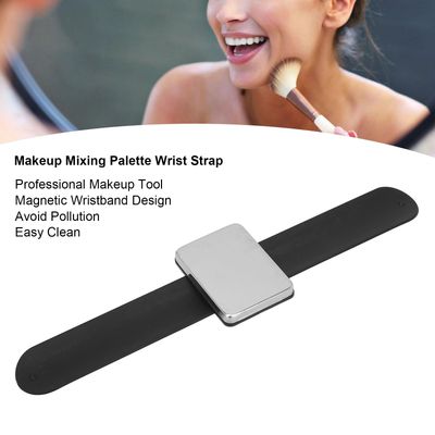 Cosmetic Mixing Palette,Makeup Mixing Palette Wrist Strap,with Magnetic Mixing Palette and Silicone Wristband,Easy Clean,Convenient Color Mixing,Suitable For Nail Salon