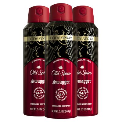 Old Spice Men&#39;s Aluminum Free Deodorant Dry Body Spray, Swagger, 247 Odor Protection, 5.1oz (Pack of 3)