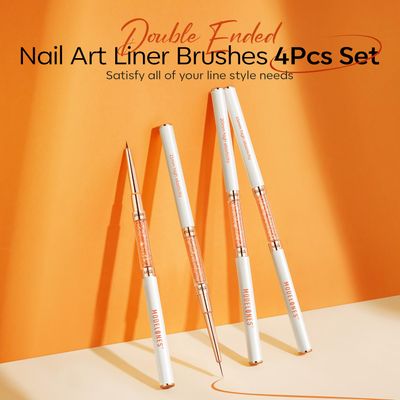 modelones Nail Art Brushes, Super Fine Thin Liner Nail Brush Set Sizes 7111520mm for Nail Gel Polish Painting Designs with Acrylic Rhinestone Handle Gift For Women
