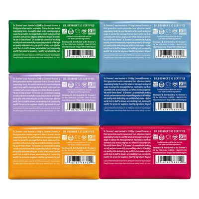 Dr. Bronner's - Pure-Castile Bar Soap (5 Ounce Variety Gift Pack) Almond, Unscented, Lavender, Peppermint, Citrus, Rose - Made with Organic Oils