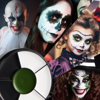 Spooktacular Creations Halloween Makeup Palette 3 Colors, Face Body Paint Wheel for Adult and Kids SFX Zombie Cosplay, Baseball Sport Games Dress Up (0.35 oz, White Black Green)