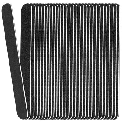Emery Board Nail Files (24 Pack), 100180 Grit Wooden Nail File for Natural Nails, 7 Inches Emory Filers Manicure Tool Set Disposable Nail File for Home Salon Black