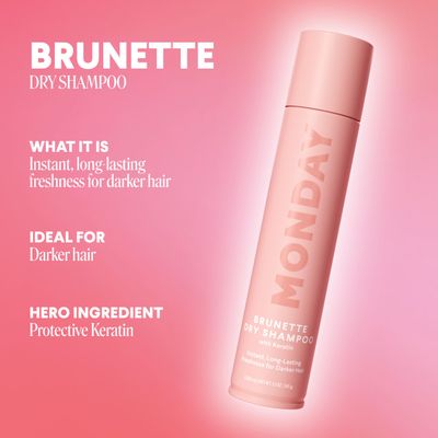 MONDAY HAIRCARE Dry Shampoo Brunette 5.1 oz, Freshens Hair, Absorbs Oil, Nourishes with Keratin, Protects Hair
