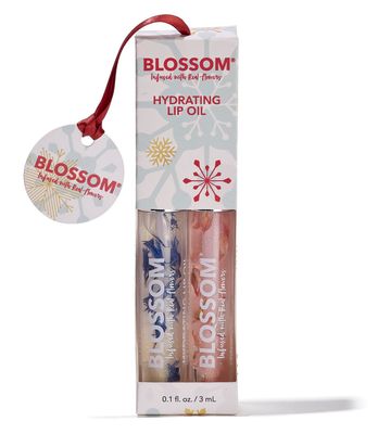 Blossom Lip Oil with Olive Oil  Grape Seed Oil, Moisturizing and Hydrating Shimmer Sparkle, Infused with Real Flowers, 6g, Holiday Stocking Stuffer, 2 pack, CoconutWatermelon
