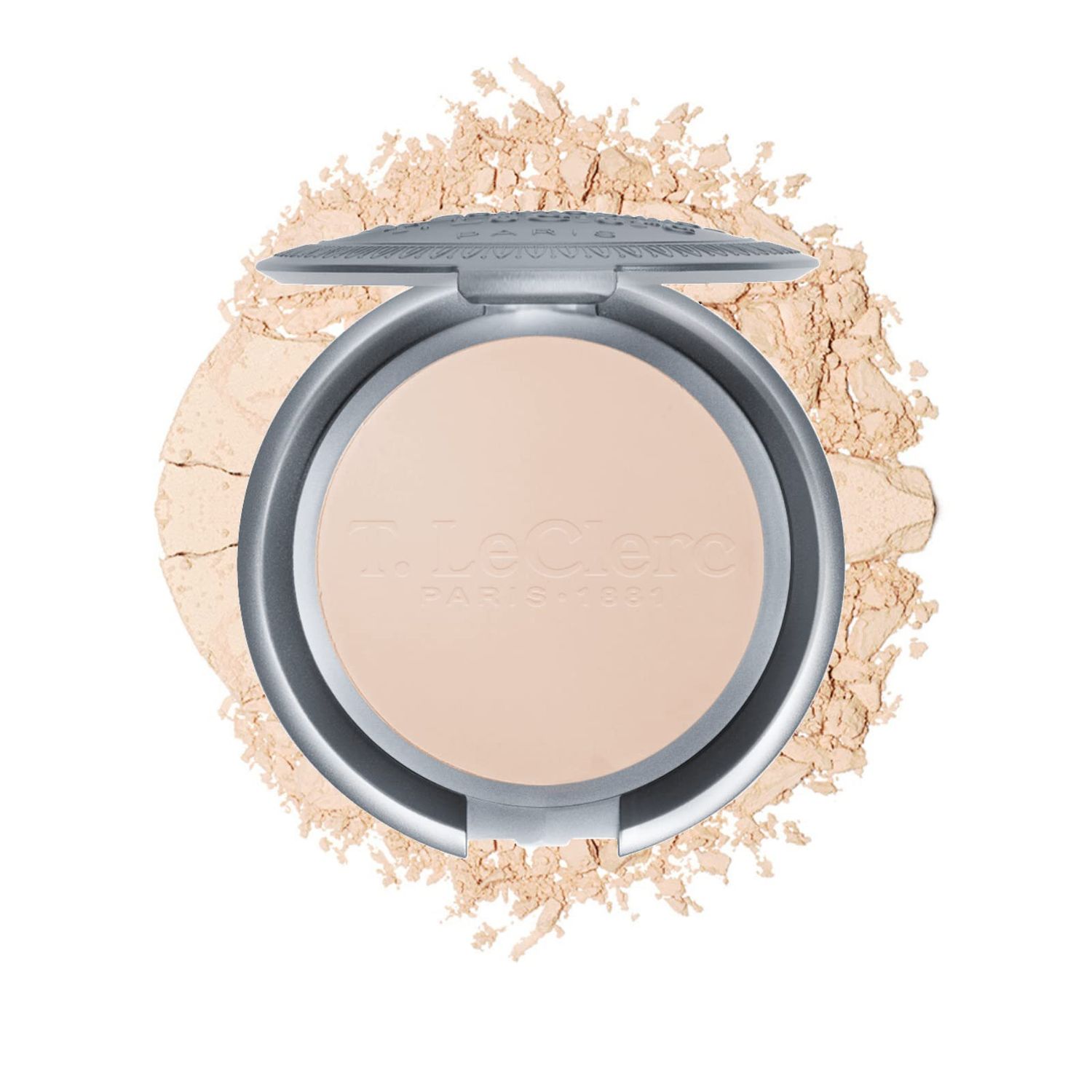 T. Leclerc Compact Pressed Powder - Super-Blendable Face Makeup Longwear Portable Matte Finish Radiant Natural Medium to Full Coverage Airbrushing Mineral Base For Pores &amp; Imperfections (Peche)