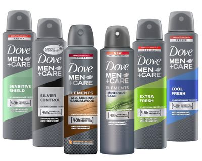Dove Men Care Dry Spray Antiperspirant Deodorant 150 ML Pack of 6 Mixed Scents 5 Fl Oz (Pack of 6) 30 Fl Oz