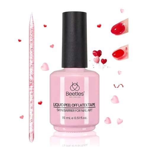 beetles Gel Polish 15ml Latex Liquid Nail Peel off Cuticle Guard for Nail Polish with Plastic Nail Care Stick for Nail Art Air-Dry Liquid Latex Barrier Protector Nails Design