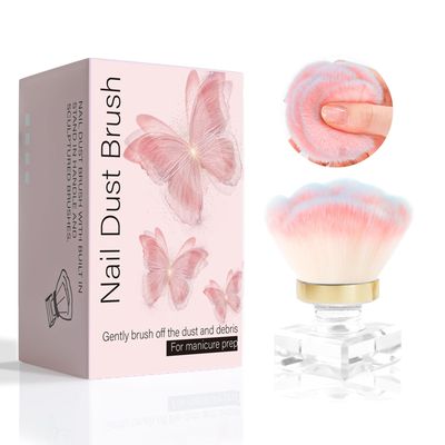 ANGNYA Nail Dust Brush for Acrylic Nails, Pink Rose Soft Brush Nail Art Dust Powder Remover Makeup Brushes Manicure Brush Clean Up Tools Nail Art Brush