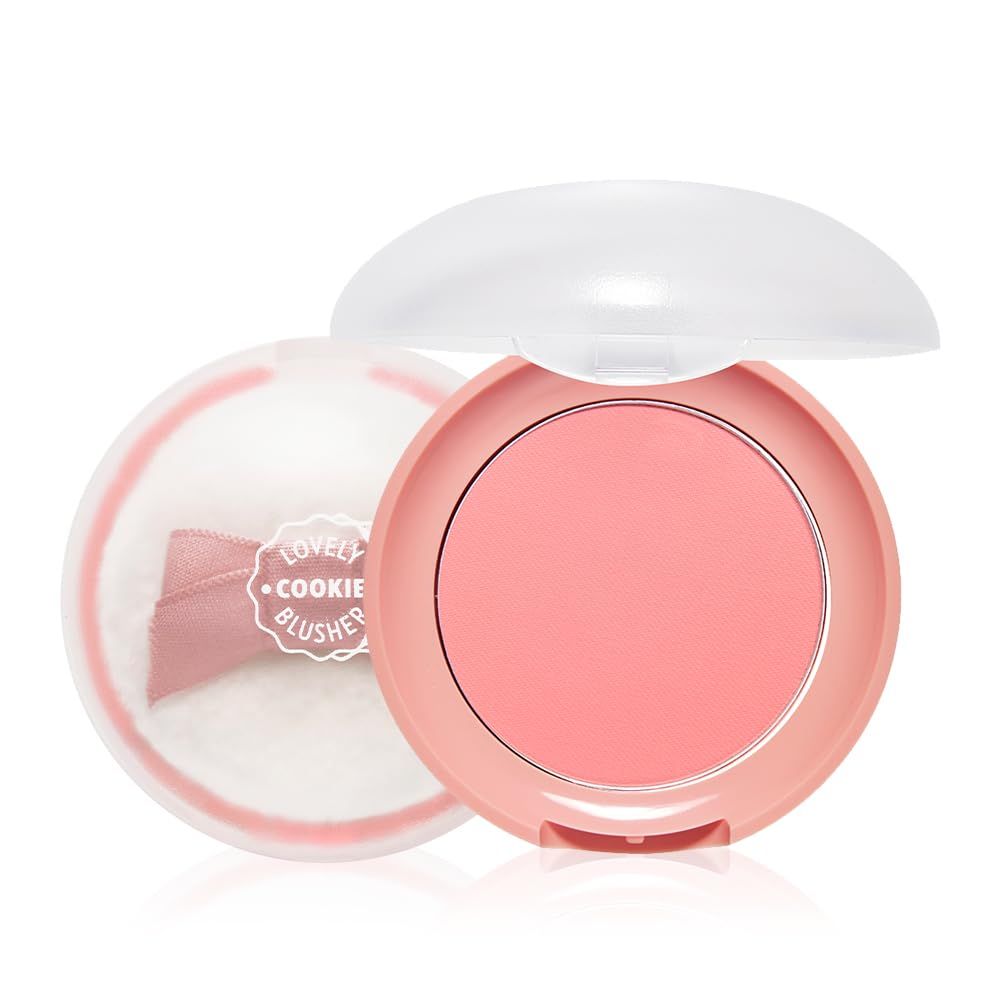 ETUDE Lovely Cookie Blusher - Sweet Coral Candy 4g | Glowing &amp; Natural Powder Blush with Long-Lasting Sebum Control | Easy Application | Korean Makeup, Kbeauty, Perfect for Gift