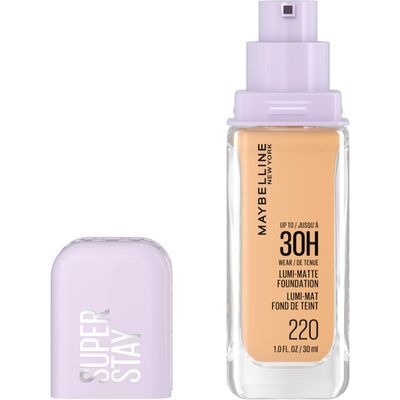Maybelline Super Stay Lumi-Matte Foundation, Lightweight and Buildable Full Coverage Foundation Makeup For Up To 30HR Wear, 220, 1 Count