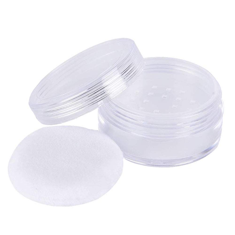 2 Pcs 50g Empty Loose Powder Case Transparent Face Powder Box Refillable Makeup Cosmetic Powder Container with Powder Puff, Sifter and Lid