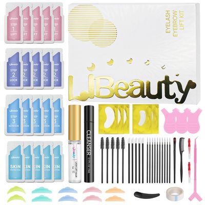 Libeauty Lash Perm Kit, Professional Lash Lift and Brow Lamination Kit Friendly for DIY at Home Keep Lashes Curling 4 Weeks with &#39;C&#39; Shape Lash Lift Pad