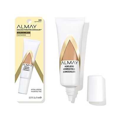 Almay Anti-Aging Concealer, Face Makeup with Hyaluronic Acid, Niacinamide, Vitamin C &amp; E, Hypoallergenic, -Fragrance Free, 020 Light Medium, 0.37 Fl Oz (Pack of 1)