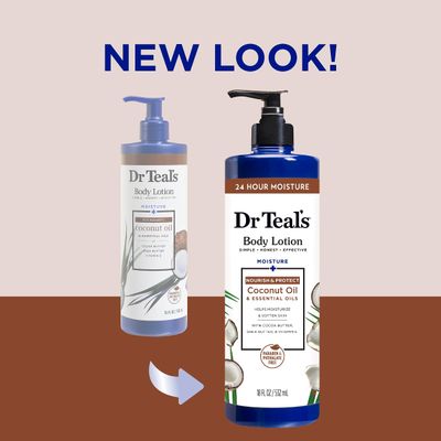 Dr Teal's Body Lotion, Coconut Oil &amp; Essential Oils, 18 fl oz (Pack of 3)