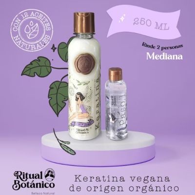 RITUAL BOTANICO Keratina Organica 250 ML - 12 Aceites Naturales y Aminocidos que aportan brillo, sedosidad y nutricin. Keratina para alisar el pelo entre 4-6 meses. Con Argn, T Verde, Karit,