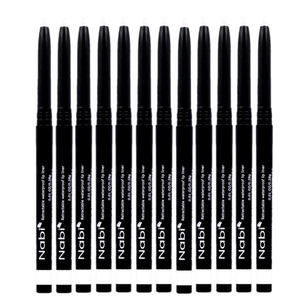 Beauty Spot (12pcs) Nabi Retractable Waterproof Eyeliner Pencil - Long Lasting Fade Resistant Formula - Quick Makeup Remover (White)