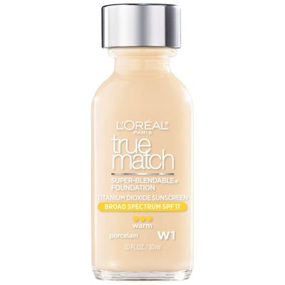 L&#39;Oreal Paris Makeup True Match Super-Blendable Liquid Foundation, Porcelain W1, 1 Fl Oz,1 Count