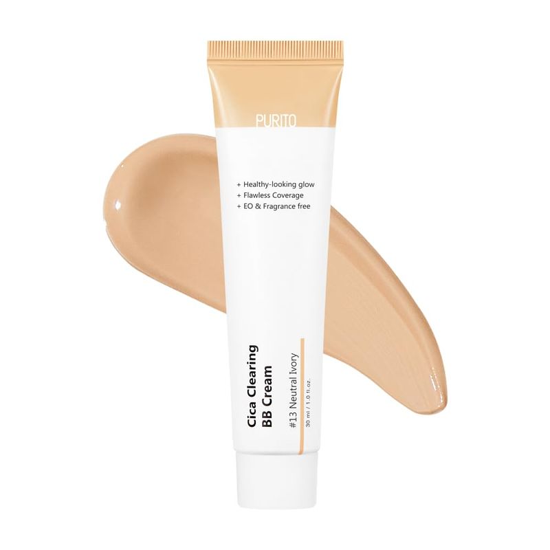 PURITO Cica Clearing BB Cream #13 Neutral Ivory 1 fl.oz  30ml, Vegan bb cream, foundation, cruelty free