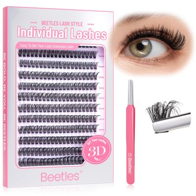 Beetles Lash Clusters 80D Eyelash Clusters 280pcs Individual Lashes 9-18mm Cluster Eyelash Extensions C Curl False Eyelashes DIY Fluffy Volume Cluster Lashes (C023, 80D, 9-18mm)
