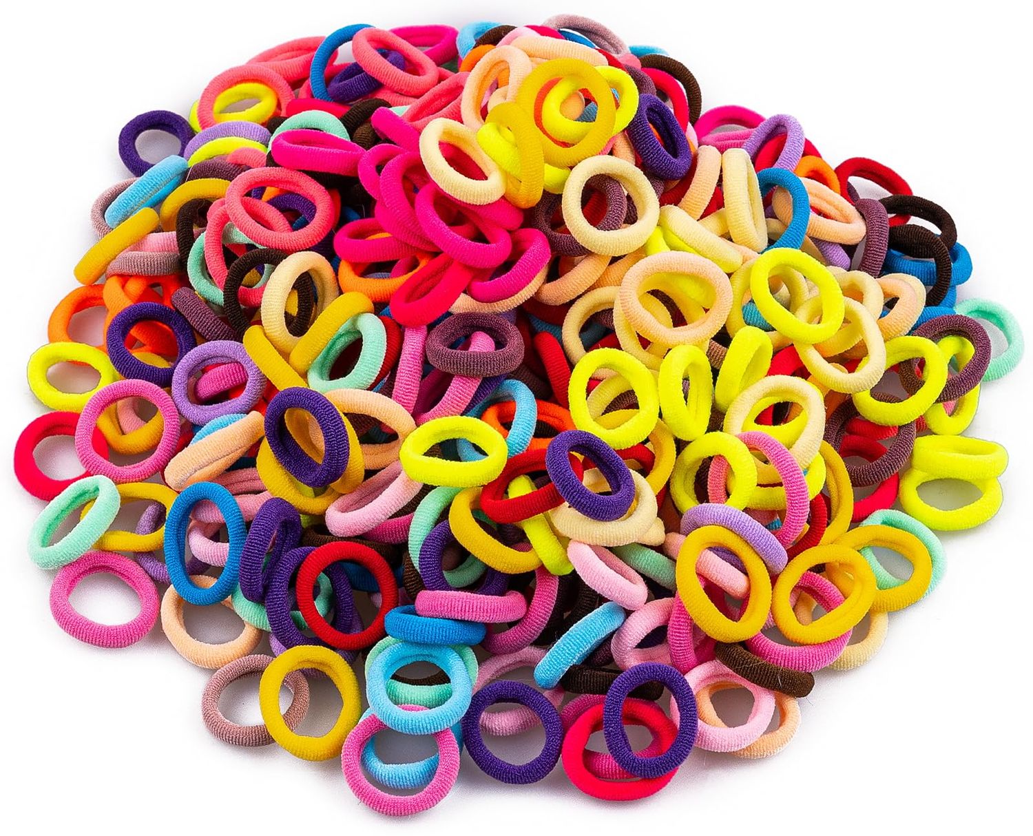 TVINLIK 350 PCS Multicolor Cotton Hair Ties, Small Baby Hair Ties for Kids and Girls, No Crease Finger Hair Ties, Hair Elastics Ponytail Holders