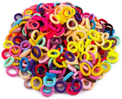 TVINLIK 350 PCS Multicolor Cotton Hair Ties, Small Baby Hair Ties for Kids and Girls, No Crease Finger Hair Ties, Hair Elastics Ponytail Holders