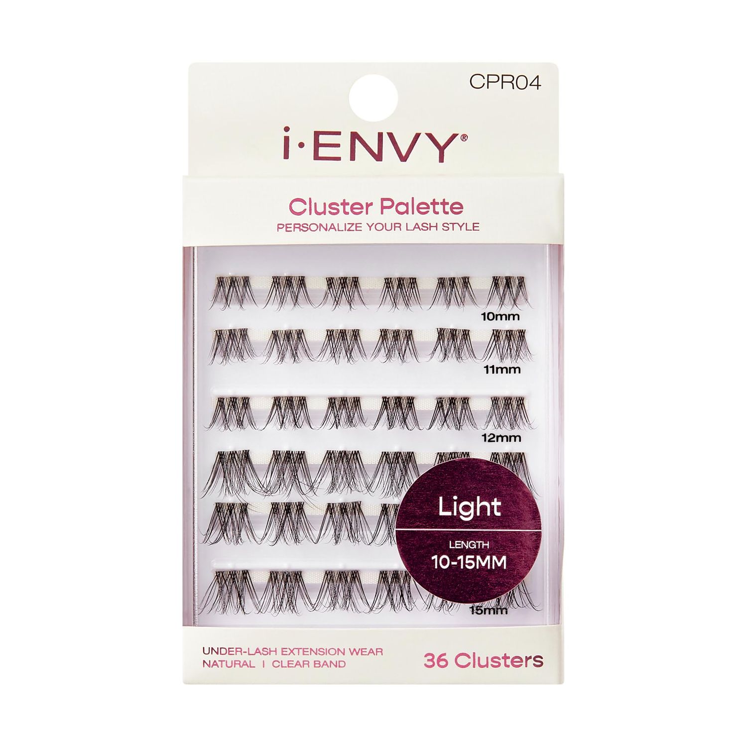 i-ENVY Cluster Palette Lash Refill, DIY Lash Makeup, Clusters False Eyelash, Varied Length, Customizable Under Lash Extension Layering (Light 10-15MM #04)