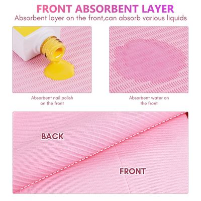 Makartt Disposable Nail Mats 50Pcs Pink Fordable Nail Paper Towels for Table Acrylic Nail Practice Sheet 3 Ply Waterproof Nail Art Table Mats Clean Pads for Salon Manicure Tattoo