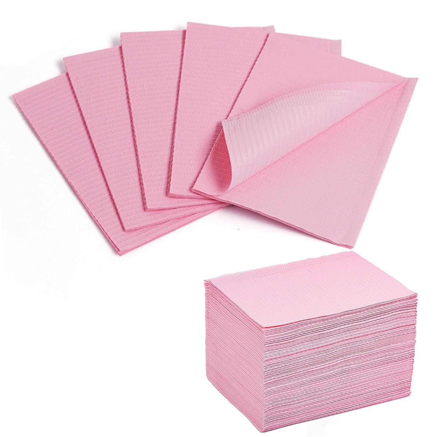 Makartt Disposable Nail Mats 50Pcs Pink Fordable Nail Paper Towels for Table Acrylic Nail Practice Sheet 3 Ply Waterproof Nail Art Table Mats Clean Pads for Salon Manicure Tattoo
