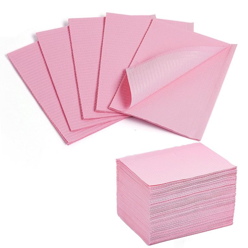 Makartt Disposable Nail Mats 50Pcs Pink Fordable Nail Paper Towels for Table Acrylic Nail Practice Sheet 3 Ply Waterproof Nail Art Table Mats Clean Pads for Salon Manicure Tattoo
