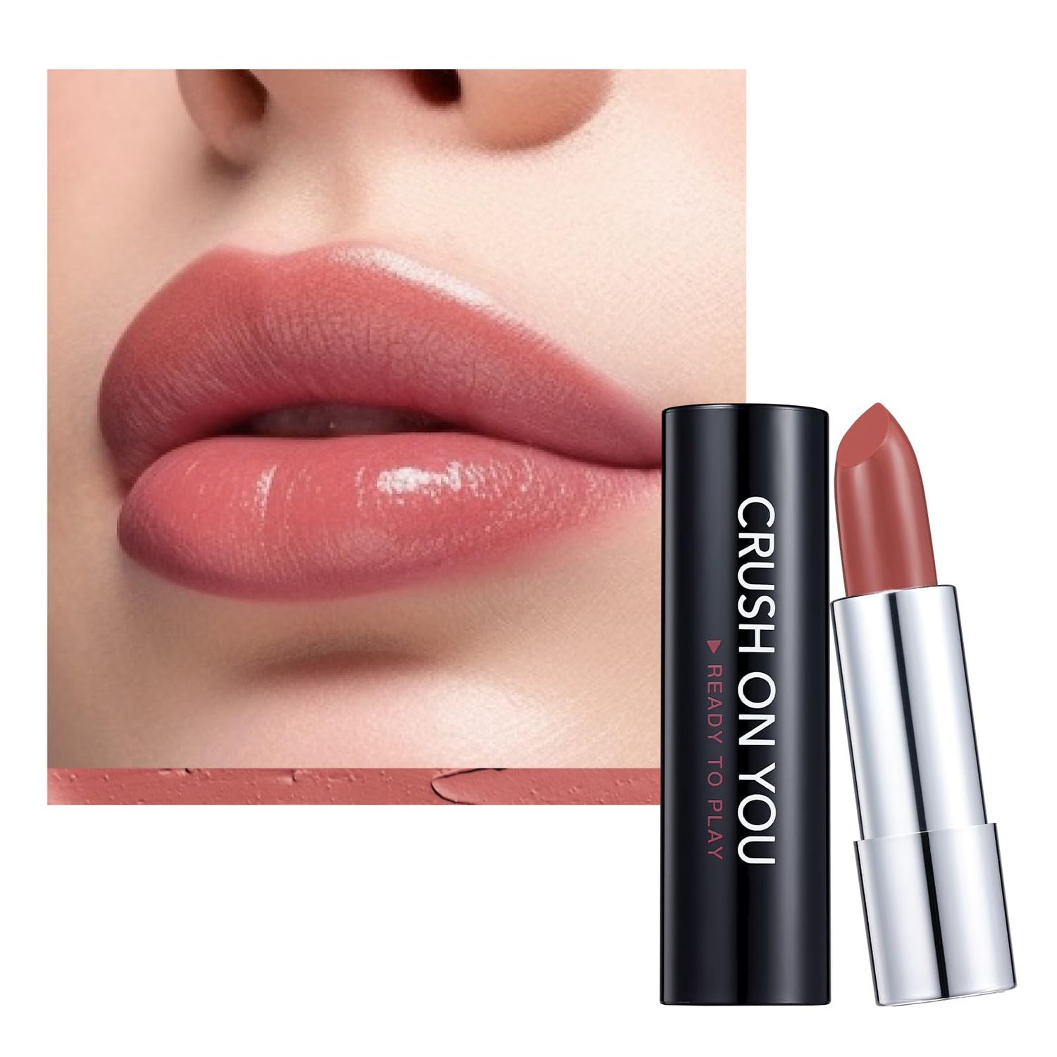 READY TO SHIINE Matte Lipstick for Women, Creamy Satin Finish, Burnt Sienna with a Rosy Orange Twist and Brownish Color, Vegan, Smooth Sheer Moisturizing, CRUSH ON YOU 302 Close to You