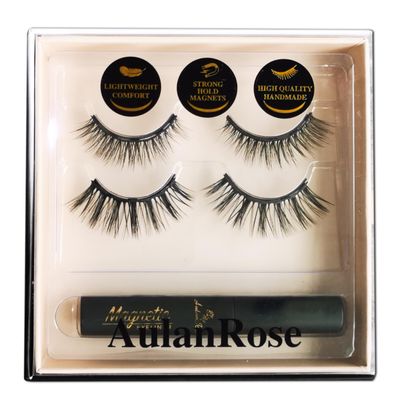 AulanRose Magnetic EyelashesMedium Cat Eye Magnetic Lashes Natural Looking with EyelinerCruelty-Free &amp; Vegan Faux Mink Lashes 60 Wears