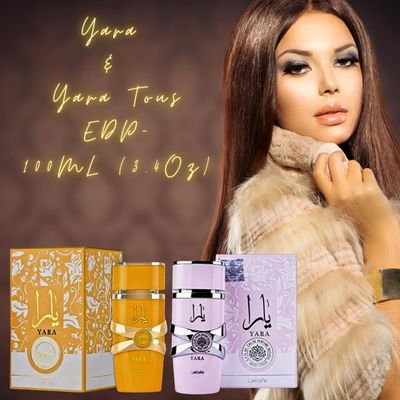 Lattafa for Women 2 Piece Eau de Parfum Gift Set (Yara  Yara Tous) 3.4 Ounce100 ml each
