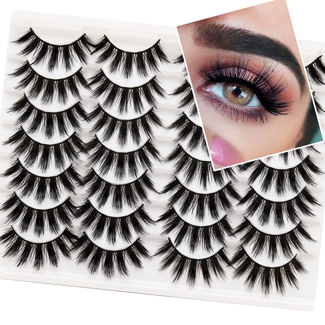 Losha Eyelashes Natural Look Faux Mink Lashes Pack Handmade Fluffy False Eyelashes 14 Pairs Eye Lashes (F69)