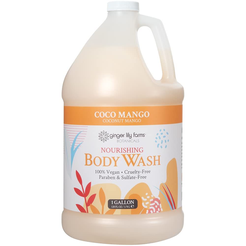 Ginger Lily Farms Botanicals Nourishing Body Wash, Coco Mango, 100% Vegan &amp; Cruelty-Free, Coconut Mango Scent, 1 Gallon (128 fl oz) Refill