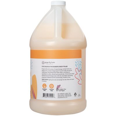 Ginger Lily Farms Botanicals Nourishing Body Wash, Coco Mango, 100% Vegan &amp; Cruelty-Free, Coconut Mango Scent, 1 Gallon (128 fl oz) Refill