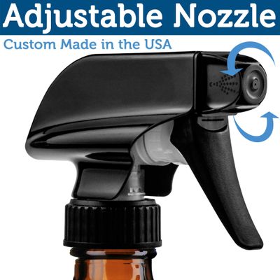 Empty Amber Glass Spray Bottles - 2 Pack - Large 16oz Refillable Bottle is Great for Essential Oils, Plants, Cleaning Solutions, Hair Mister - Durable Nozzle wFine Mist and Stream Setting