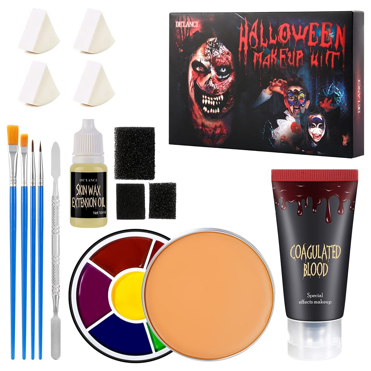 Zombie Makeup Kit, Scar Wax SFX Halloween Makeup Kit, Professional Special Effects Makeup Kits for Bruise, Zombies,Vampires, Wounds,Monster, Cosplay and Theatrical Stage, SFX Makeup Supplies Kit Bulk