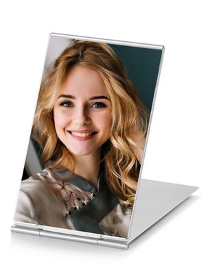 MIRRORNOVA Portable Folding Mirror, Ultra-Slim Durable Makeup Tabletop Mirror for Travel with Aluminum Shell, Mini Size, 3.3&#39;&#39;