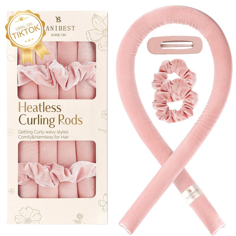 Yanibest Velvet Heatless Hair Curler to Sleep in, Overnight Curl Headband for Natural Wavy Curls, No Heat Soft Hair Curler Set with Hair Clip Scrunchies for StylingNo Slip Heatless Curls