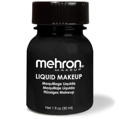 Mehron Makeup Liquid Makeup | Face Paint and Body Paint Perfect for Halloween, Cosplay I Air Brush Compatible Body Paint (1 oz) (BLACK)
