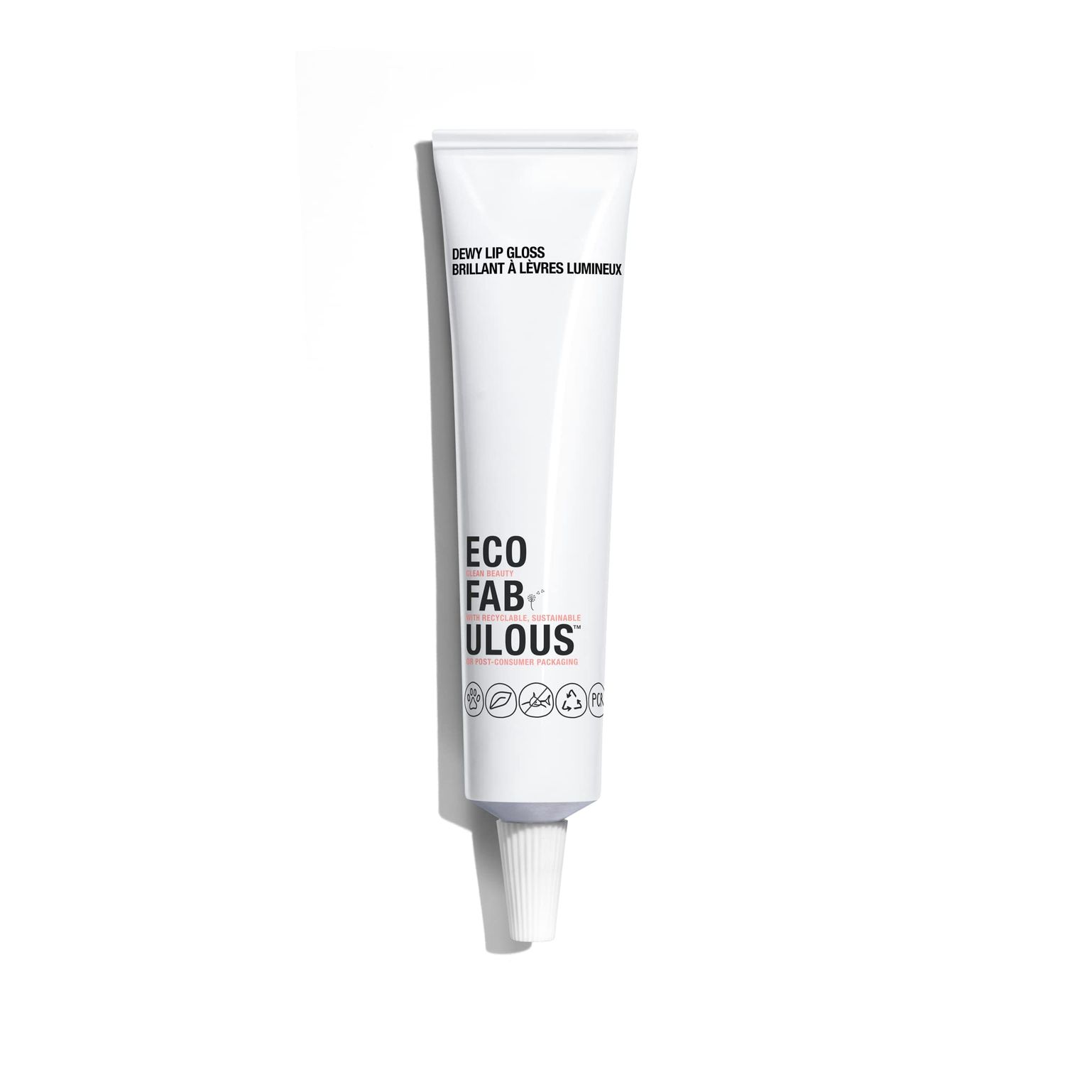 ECOFABULOUS Dewy Lip Gloss - Enriched with Squalane and Jojoba Esters, Nourishes and Conditions Lips, Clean  Recyclable  Vegan, 15 mL 0.5 Fl Oz - H-2-OH (Clear)