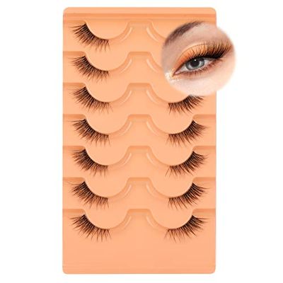 Half Lashes Natural Look Wispy False Eyelashes Mink 34 Corner Lashes Clear Band Fake Eyelashes 7 Pairs Multipack by Eefofnn