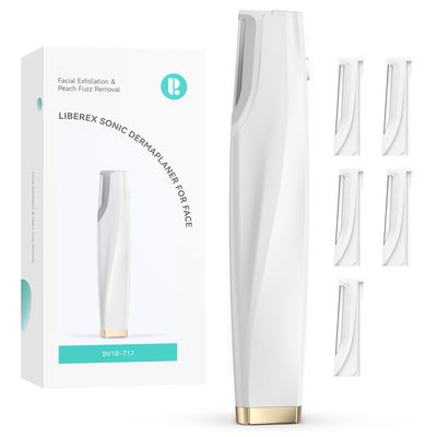 Sonic Dermaplaning Tool for Face - Rechargeable Dermaplane Razor with 6 Refill Dermablades, Facial Hair &amp; Peach Fuzz Remover for Women