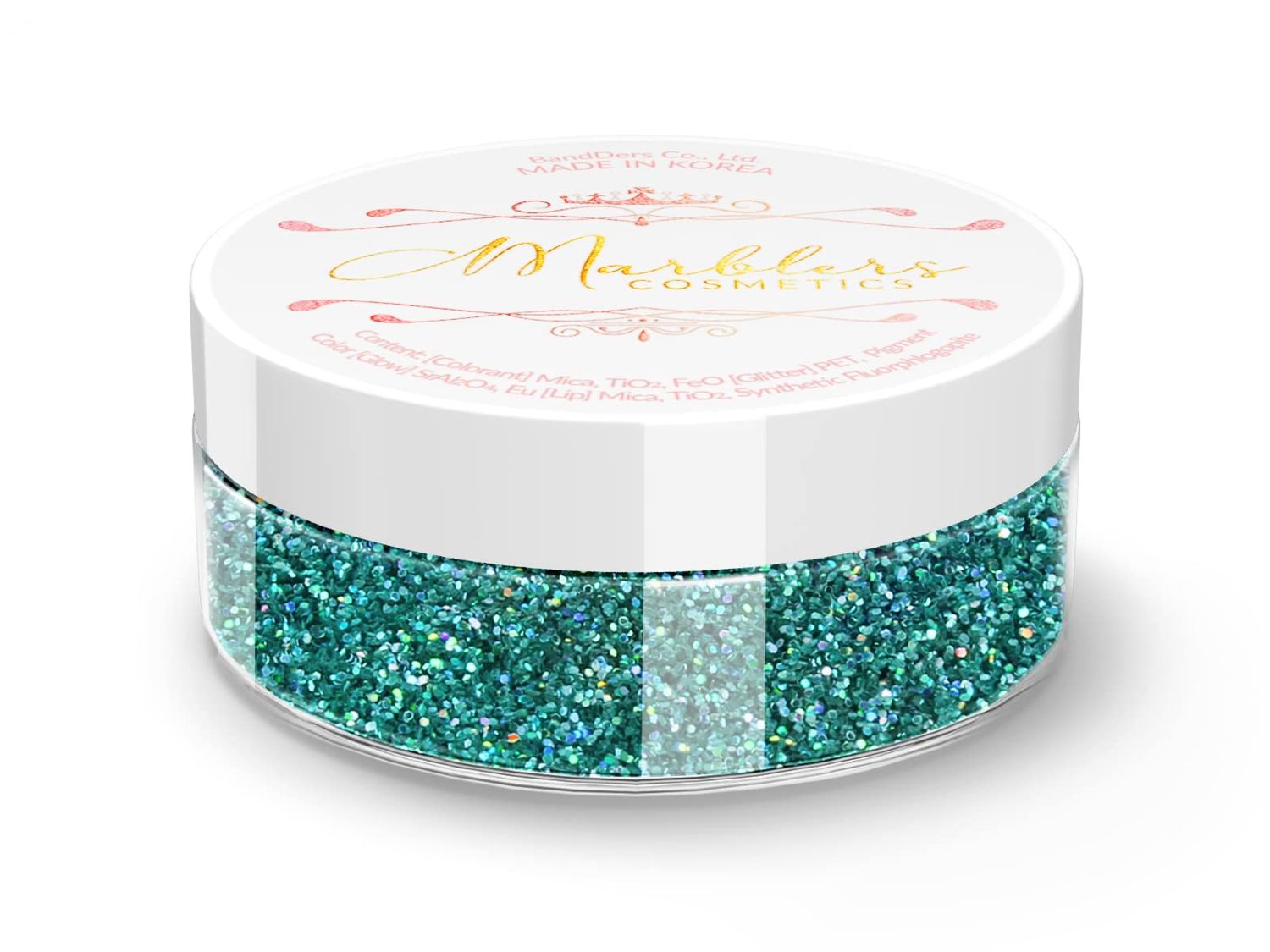 MARBLERS Holographic Face &amp; Body Glitter Holo Teal 0.18oz (5g) | Fine | Non-Toxic | Vegan | Cruelty-Free | Ethically Sourced | Festival Makeup | Eye, Hair, Nail, Eyeshadow | Cosmetic Grade