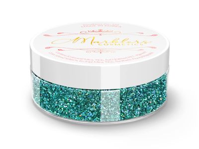 MARBLERS Holographic Face &amp; Body Glitter Holo Teal 0.18oz (5g) | Fine | Non-Toxic | Vegan | Cruelty-Free | Ethically Sourced | Festival Makeup | Eye, Hair, Nail, Eyeshadow | Cosmetic Grade