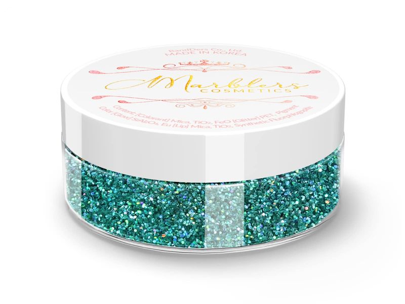 MARBLERS Holographic Face &amp; Body Glitter Holo Teal 0.18oz (5g) | Fine | Non-Toxic | Vegan | Cruelty-Free | Ethically Sourced | Festival Makeup | Eye, Hair, Nail, Eyeshadow | Cosmetic Grade