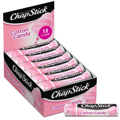 ChapStick Lip Moisturizer, Cotton Candy, 12-Pack - Limited Edition Bulk Lip Balm, Fun &amp; Yummy, 0.15 Oz Ea