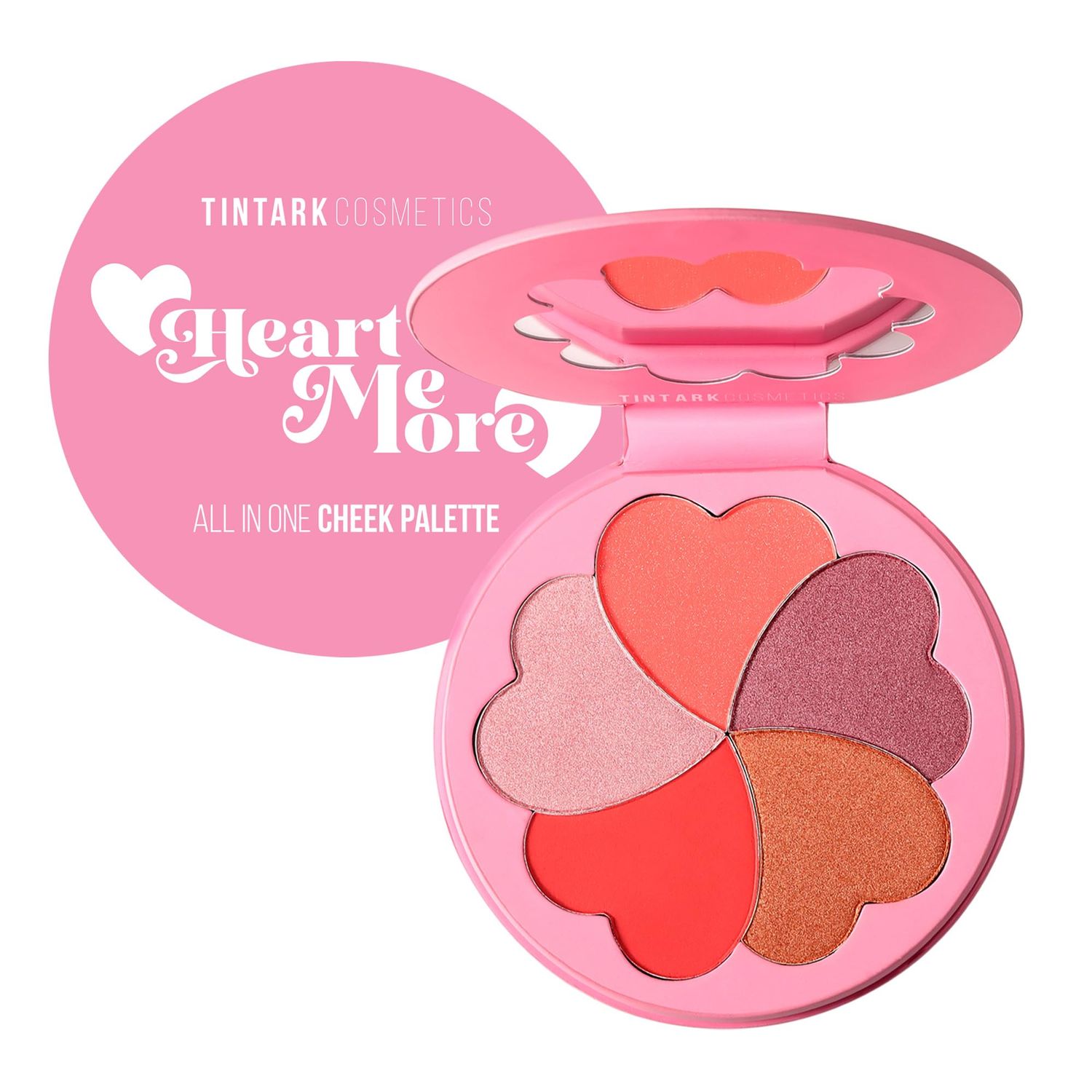 TINTARK Matte and Highlighter Blush Palette, Cheek Blush Makeup, Bright Pink Blush Powder, Rose Magenta Peach Red, Talc Free