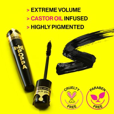 wet n wild Big Poppa Mascara- Volumizing, Lifting, Lengthening, Nourishing, Paraben Free, Cruelty-Free &amp; Vegan - Blackest Black