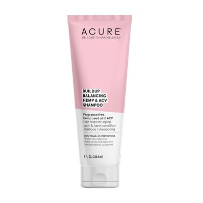 ACURE Buildup Balancing Hemp &amp; Apple Cider Vinegar Shampoo | 100% Vegan | Resets &amp; Balances Hair for Styled, Swim &amp; Harsh Conditions | Fragrance Free Formula | 8 Fl Oz